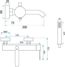 Rea Venti, vaňová batéria s ručnou sprchovou súpravou, medená lesklá, REA-B9751
