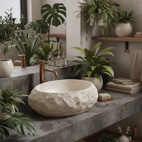 Rea Mika Warm, umývadlo na dosku 500x380x150 mm, béžová-imitácia kameňa, REA-U7347