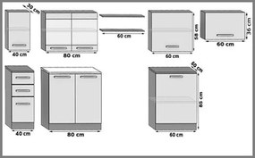 Kuchynská linka Belini 300 cm dub sonoma s pracovnou doskou Ella  TOR ELLA/5/WT/DS/0/F