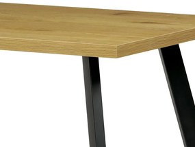 Autronic -  Jedálenský stôl HT-740 OAK 140x85x75 cm, doska melamín, 3D divoký dub, kov čierny mat