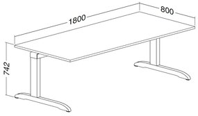 Stôl ProOffice C 80 x 180 cm, čerešňa