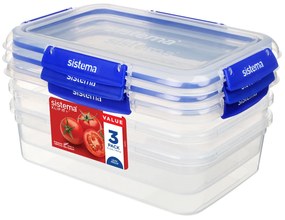 Sistema Set 3 ks vodotesných krabičiek na potraviny KLIP IT PLUS 4 klipy 2,2 l