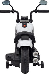 Ramiz Elektrická motorka Chopper FASTER pre deti biela + FM rádio + audio panel + LED