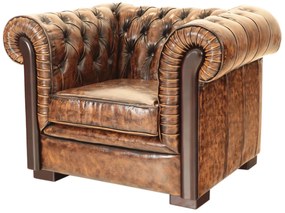 furniture-nabytek.cz - Pohovka jednomístná Chesterfield Tiffy z pravé hovězí kůže Whisky