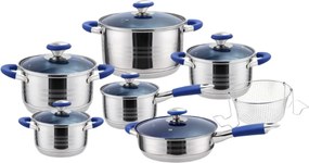 Haus Roland Súprava riadu z nehrdzavejúcej ocele 13 kusov, rukoväte v modrej farbe