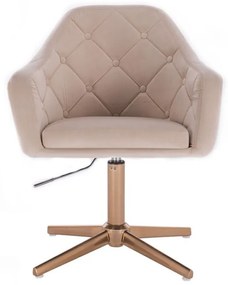 LuxuryForm DESIGN Kreslo ANDORA VELUR na zlatom kríži - krémové