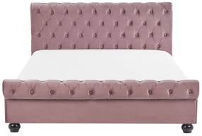 Zamatová vodná posteľ 160 x 200 cm ružová AVALLON Beliani