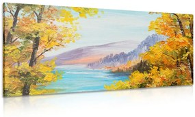 Obraz olejomaľba horského jazera Varianta: 120x60