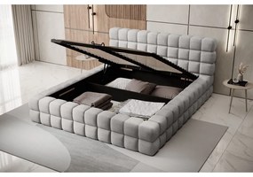 Sivá čalúnená dvojlôžková posteľ s úložným priestorom s roštom 160x200 cm Dizzle – ELTAP