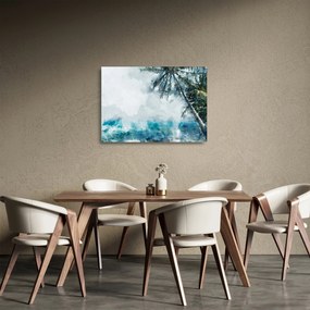 Sklenený obraz palmy nad morom (70x50 cm)