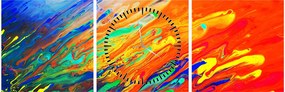 Obraz - Farebná abstrakcia (s hodinami) (90x30 cm)