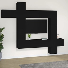 9-dielna súprava TV skriniek čierna spracované drevo 3114655