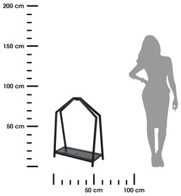 Kovový stojan na drevo Sima, 58x78 cm, čierna
