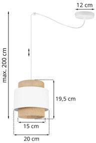 Závesné svietidlo Boho Spider, 1x jutové/biele textilné tienidlo