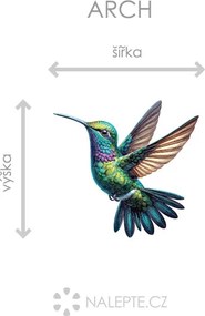 Farebný kolibrík textilní prelepiteľná nálepka na stenu hárok 45 x 42 cm