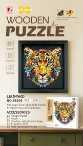 Drevené puzzle Leopard s rámikom - 175 dielikov