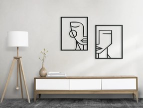 drevko 2-dielny kubistický obraz Ženy Rozmer obrazu: 30 x 44,5 cm, Farba dekorácie: Čierna