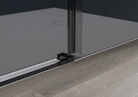 Cerano Santoro, sprchovací kút s posuvnými dverami 140(dvere) x 80(stena) x 195 cm, 6mm šedé sklo, čierny profil, CER-CER-425497