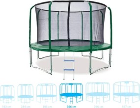 Marimex | Trampolína Marimex Standard 366 cm - zelená + vnútorná ochranná sieť + schodíky ZADARMO | 19000101