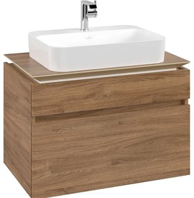 VILLEROY &amp; BOCH Legato závesná skrinka pod umývadlo na dosku (umývadlo v strede), 2 zásuvky, 800 x 500 x 550 mm, Oak Kansas, B75400RH