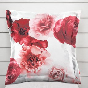 Biante Dekoračná obliečka na vankúš s lemom PM-017 Veľké červené kvety 45 x 45 cm