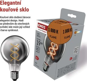 LED žiarovka dekoratívna DYMOVÁ G95 teplá biela