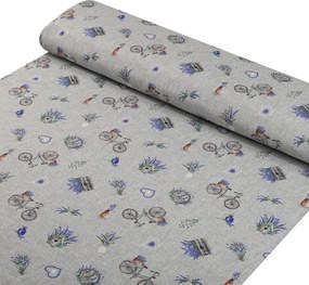Biante Dekoračný oválny obrus PML-097 Levandule a bicykle na sivom režnom 120x160 cm