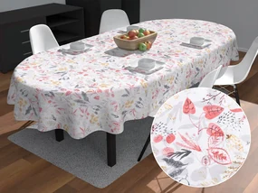 Biante Dekoračný oválny obrus Leona LN-126 Červené a žlté lístky 120x160 cm