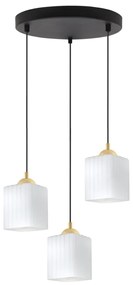Závesné svietidlo Riffle Square, 3x biele sklenené tienidlo, b/g, o