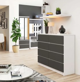 Komoda K120 8SZ CLP biela / sivá