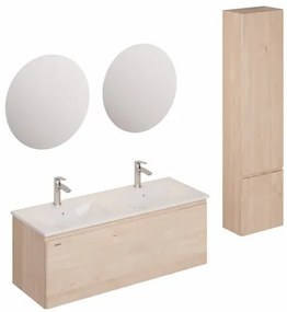 Kúpeľňová zostava s umývadlom vrátane umývadlovej batérie, vtoku a sifónu Naturel Ancona akácie KSETANCONA6, 1 ks