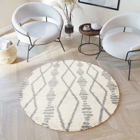Koberec BOHO L225D béžový / tmavosivý kruh