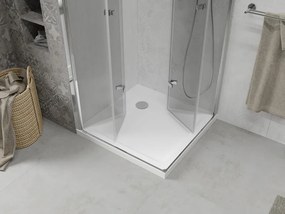 Mexen Lima Duo, sprchovací kút s 2-krídlovými skladacími dverami 70 (dvere) x 70 (dvere) cm, 6mm číre sklo + slim sprchová vanička 5cm biela, 856-070-070-01-02-4010