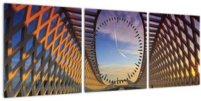 Obraz modernej architektúry mosta (s hodinami) (90x30 cm)