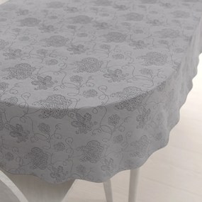 Biante Teflónový oválny obrus TF-083 Kvetované ornamenty na sivom 120x140 cm