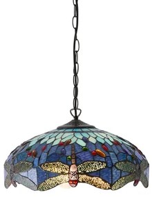 Endon 64080 - Luster na reťazi Tiffany DRAGONFLY 3xE27/60W/230V priemer 41 cm