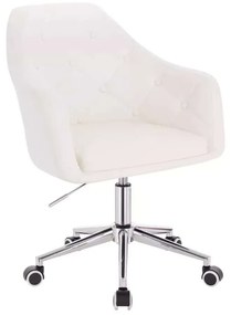 LuxuryForm DESIGN Kreslo ANDORA na striebornej podstave s kolieskami - biele