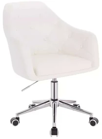 LuxuryForm DESIGN Kreslo ANDORA na strieborné podstave s kolieskami - biele