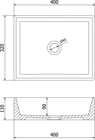 Mexen Goya, umývadlo na dosku 40 x 32 cm, biela, 22184000