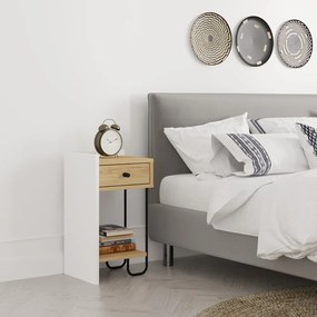 Biely/v prírodnej farbe nočný stolík v dekore duba s poličkami Mercure – Marckeric