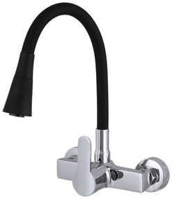 Gamma Flex 3000, nástenná drezová batéria s flexibilným ramenom, čierna-chrómová, GMA-BFXS-3000BK