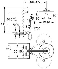GROHE 26648000 - Sprchový systém RAINSHOWER SMARTACTIVE 310, 450 mm, lesklý chróm
