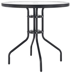Kondela Jedálenský stôl, čierna oceľ/tvrdené sklo, BORGEN TYP 2