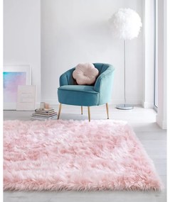 Flair Rugs koberce Kusový koberec Faux Fur Sheepskin Pink - 60x90 tvar kožušiny cm