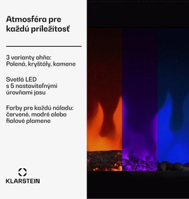 Klarstein Galeras Smart Inteligentný elektrický krb, 2 nastavenia teploty, 16 - 30°| LED ilúzia plameňa, Možnosť pripojenia k IOT