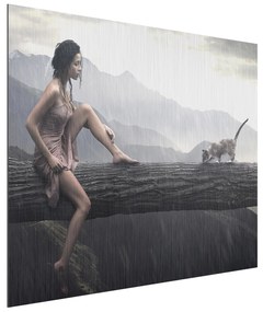 Obraz na hliníkovej doske Jana v daždi