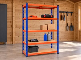 Regál 180x120x40 cm lakovaný 5-policový, nosnosť 1000 kg - modro-oranžový