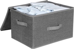 Skladacie úložné boxy s vekom a úchytkou, 3 ks, sivé