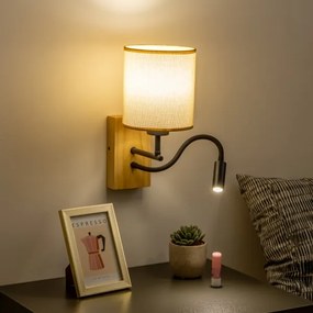 Brilagi - LED Nástenná lampa NUBILA WOOD 1xE27/25W/230V +LED/3W dub/svetlohnedá