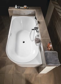 Aqualine Aqualine, TIBERA L rohová stojaca vaňa 170x80cm, biela, E1026